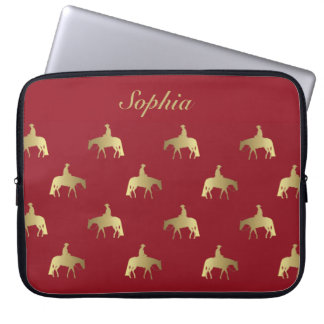 Goldene/Bordeaux-Vergnügens-Pferde Laptopschutzhülle