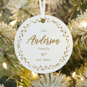 Goldene botanische benutzerdefinierte Familientypo Ornament Aus Metall