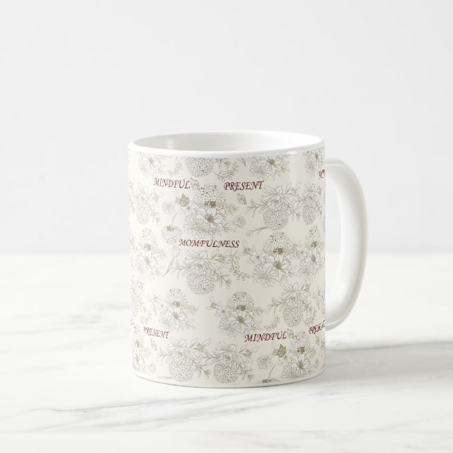 Goldene botanische Line-Art-Muster Kaffeetasse (VorderseiteRechts)