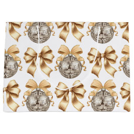 Goldene Bow und Disco Ball Große Geschenktasche - Geschenktüte