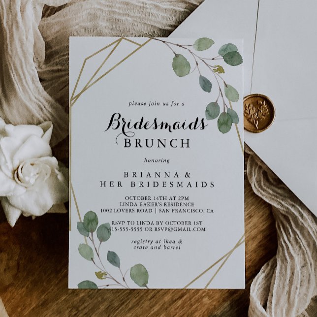 Goldene Bridesmaier Brunch-Dusche Einladung (Von Creator hochgeladen)
