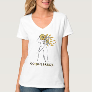 Goldene Brise - Minimalistische Silhouette blühen T-Shirt