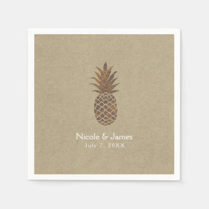 Goldene Bronze Ananas Kraft Natürlich Tropical Serviette