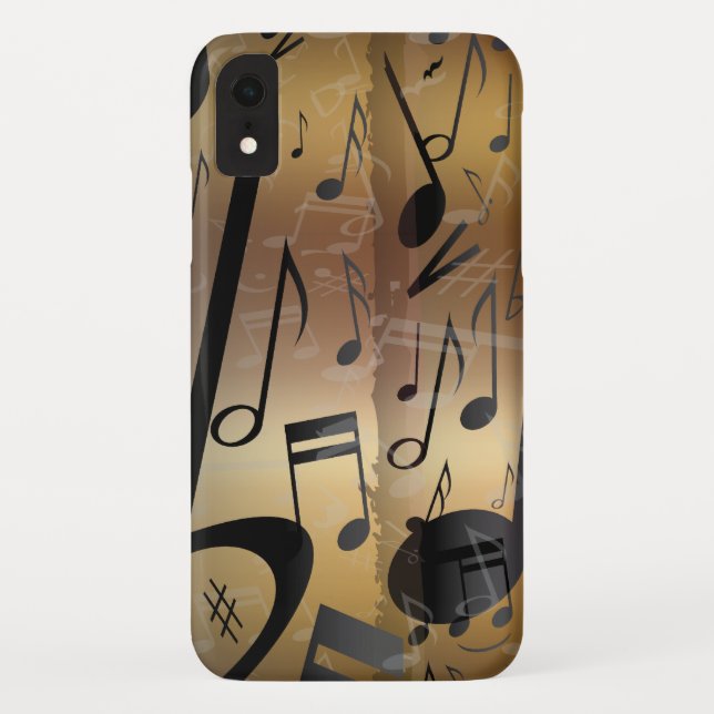 Goldene Bronze und schwarzer Musiknoten Case-Mate iPhone Hülle (Rückseite)