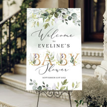 Goldene Buchstaben Grüne Babydusche Begrüßungszeic