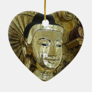 Goldene Buddha-Statue Inspirierende Liebe Keramik Ornament