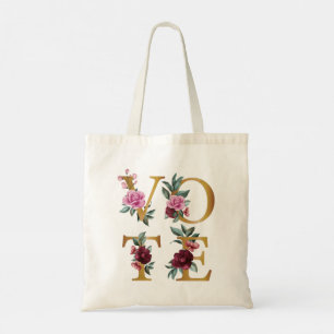 Goldene Burgund Blumen Feminine Wählen Sie eine an Tragetasche