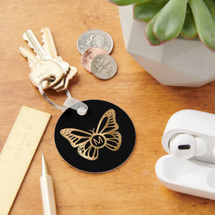 Goldene Butterfly-Monogramm-Personalisierung Schlüsselanhänger