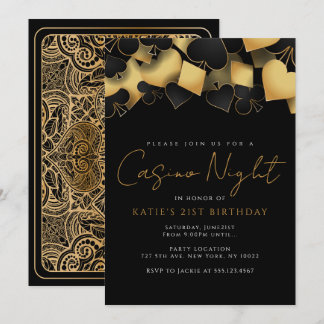 Goldene Casino-Nacht-Party-Einladungen Einladung