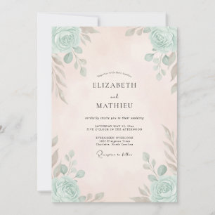 Goldene Champagner-Aqua-Gemalte Hochzeit Einladung