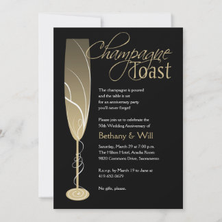 Goldene Champagner-Toast-Einladung Einladung