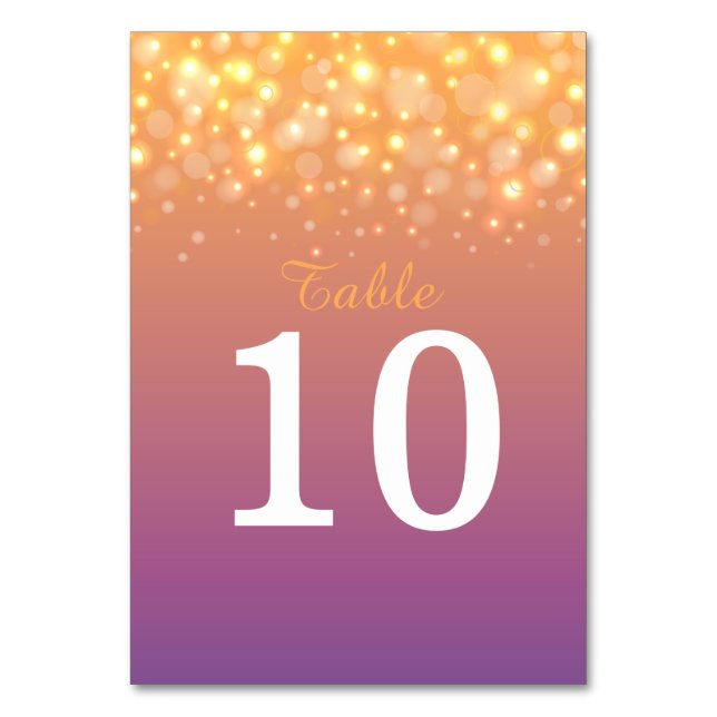 Goldene Champagnerbläschen Hochzeiten Tischnummern (Vorderseite)