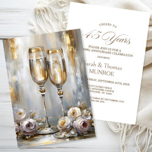 Goldene Champagnergläser 45. Hochzeitstag Einladung