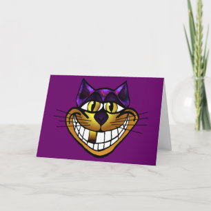 Goldene Cheshire-Katzen-Gruß-Karte Karte