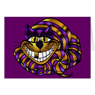 Goldene Cheshire-Katzen-leere Karte