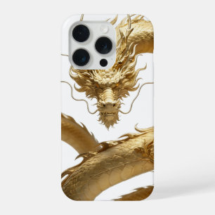 Goldene chinesische Drachenkunst Mythisches Fabe iPhone 15 Pro Hülle