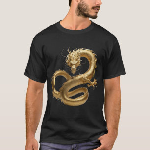 Goldene chinesische Drachenkunst   Mythisches Fabe T-Shirt