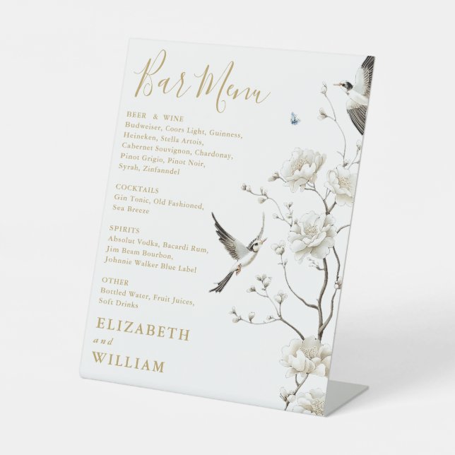 Goldene Chinoiserie Bar Hochzeit Sockelschild (Vorderseite)