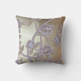 Goldene Chinoiserie mit blühenden Rose Kissen