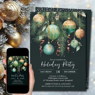 Goldene Christbaumkugeln Weihnachtsfeier Einladung