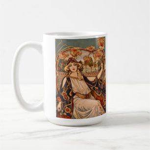 Goldene Chrysanthemen-Muse – Art Nouveau Floral  Kaffeetasse