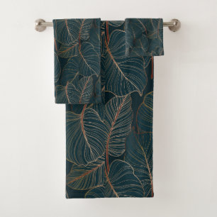 Goldene Colocasia Palmenblätter tropisches Pflanze Badhandtuch Set