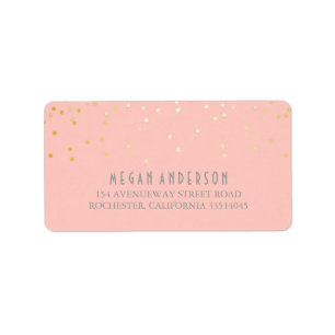 Goldene Confetti Blush Pink Hochzeit Adressaufkleber