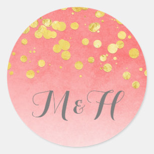 Goldene Confetti Blush Pink Hochzeit Runder Aufkleber