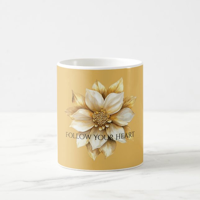 Goldene Creme-Blume Kaffeetasse (Mittel)