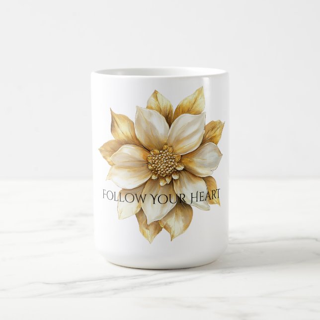 Goldene Creme Blume Kaffeetasse (Mittel)