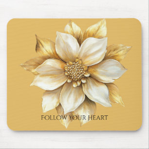 Goldene Creme-Blume Mousepad