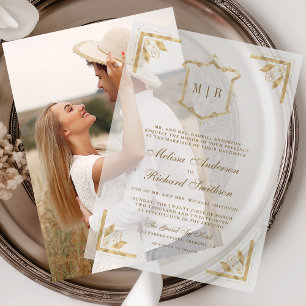 Goldene Cresta-Monogramm-Verzierte Rahmen-Hochzeit