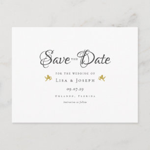 Goldene Cupids Elegant Schrift Save-the-Date-Karte Ankündigungspostkarte
