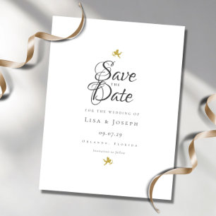 Goldene Cupids Elegant Schrift Save-the-Date-Karte Postkarte