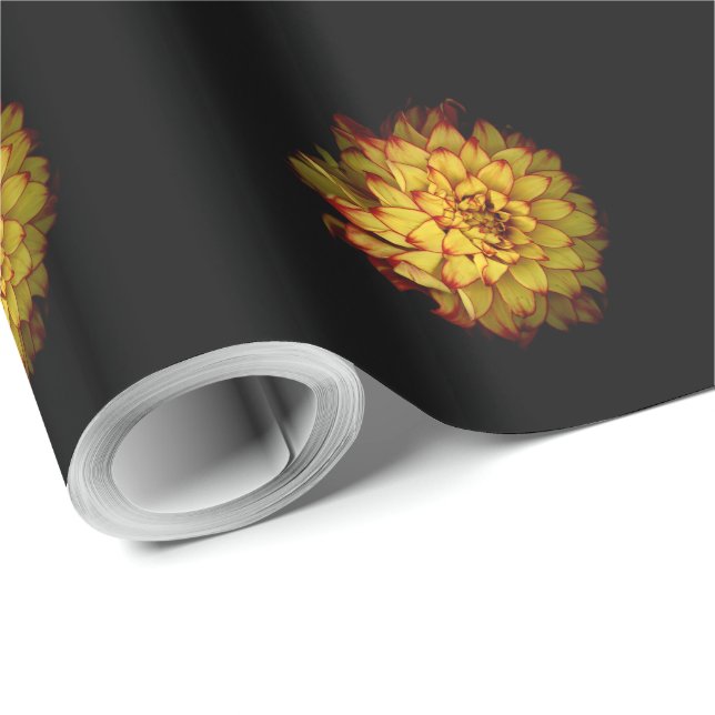 Goldene Dahlie Geschenkpapier (Rolleneckpunkt)