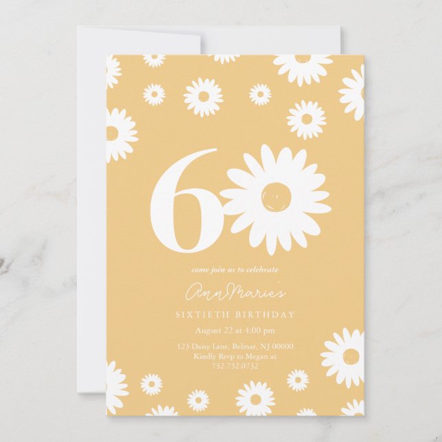 Goldene Daisy 60. Geburtstagsfeier Einladung (Vorderseite)