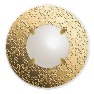 Goldene Damaske mit einer Imitate-Mabe-Perle Keramikknauf