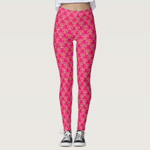 Goldene Damaskus auf rosa Leggings - OsterYogopant