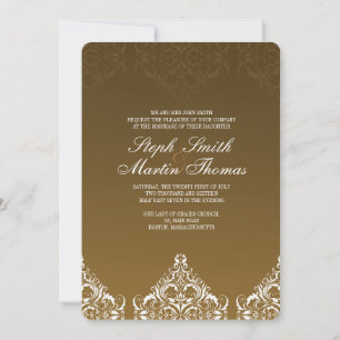 Goldene Damast-Hochzeitseinladung Einladung