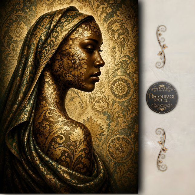 Goldene Damast-Muse Decoupage Seidenpapier (Golden Damask Muse Decoupage Tissue Paper)