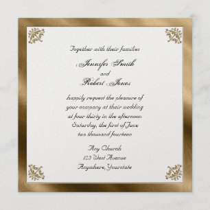 Goldene Damast Seiden Hochzeitseinladung im Luxus- Einladung
