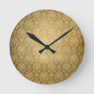 Goldene Damast-Wanduhr Runde Wanduhr