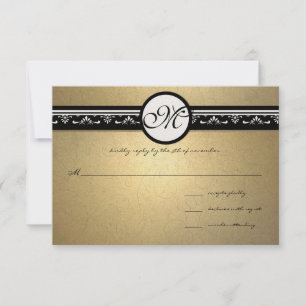 Goldene Damast-Wirbel Hochzeits-Einladung 5x7 RSVP Karte