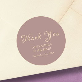 Goldene Dankeschön an die kalligraphische Dusty-Ro Runder Aufkleber