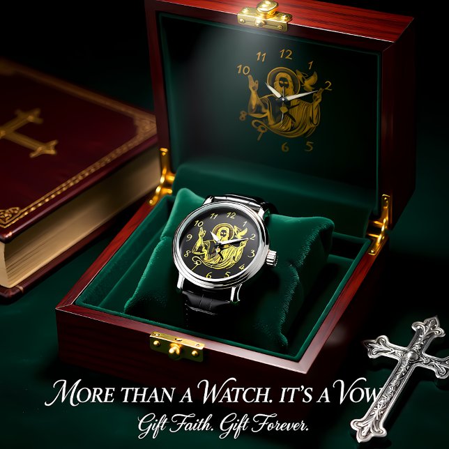 Goldene Darstellung Jesu mit Taube Armbanduhr (Von Creator hochgeladen)