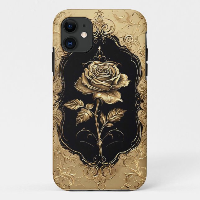 Goldene Dekoration der Rose Case-Mate iPhone Hülle (Rückseite)