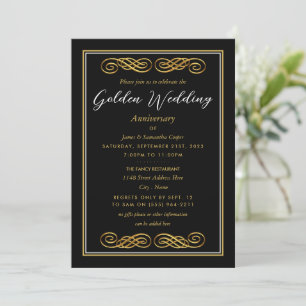 Goldene Dekoration zum 50. Hochzeitstag Einladung