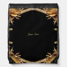Goldene Dekorative Blumen Kordelzug Rucksack