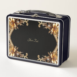 Goldene Dekorative Blumen Lunchbox