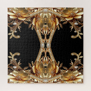 Goldene Dekorative Blumen Puzzle
